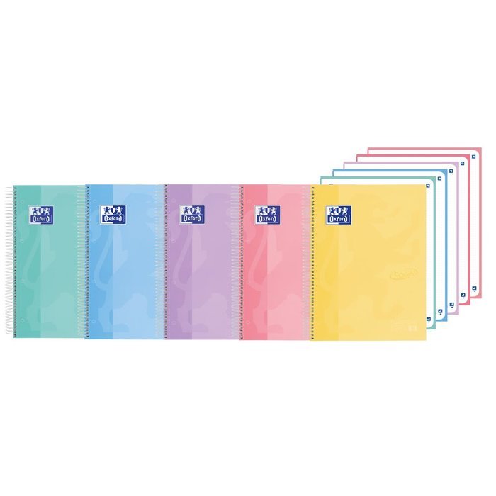 Bloc Espiral Estándar Liso 120H 90g | Oxford | Cartón | Formato Estándar | Pack 5 Unidades