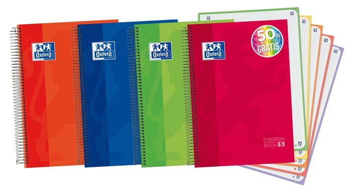 Bloc Espiral Estándar Liso 120H 90g | Oxford | Cartón | Formato Estándar | Pack 1 Unidades