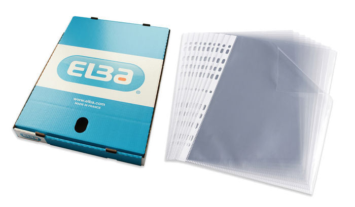 FUNDA MULTITALADRO FOLIO PP CRISTAL SUPERIOR LISA C/100 | 100 UNIDADES | (ELBA) Imagen principal del producto