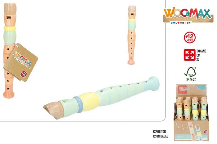EXPOSITOR 12 FLAUTAS MADERA 20CM WOOMAX SURTIDAS | COLORBABY WOOMAX | ENVASE 12 UDS. UNIDAD | 28412842330560