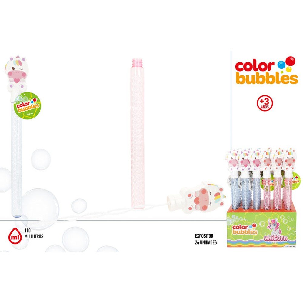 Expositor 24 Pomperos Unicornio Color Bubbles Marca Colorbaby