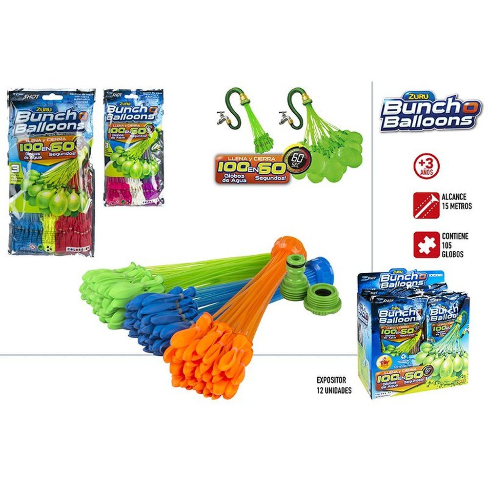 Set 100 Globos Rellenado Facil Bunch-o-balloons COLORBABY