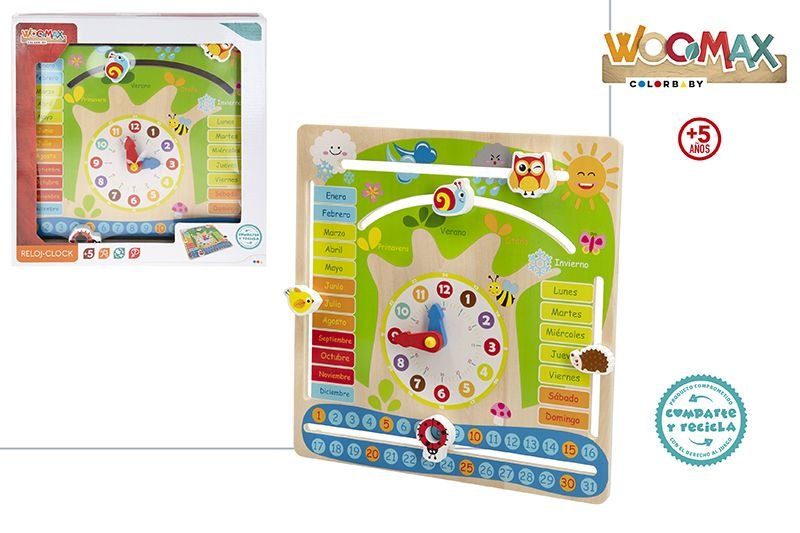 Reloj Calendario Educativo de Madera Woomax Marca Colorbaby Woomax