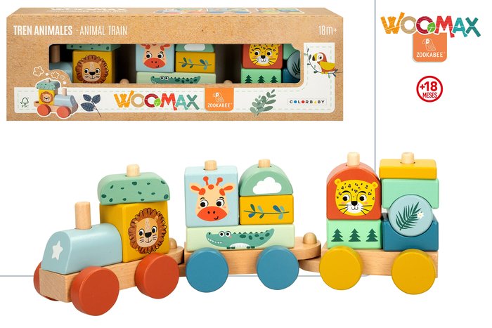 TREN MADERA ANIMALES WOOMAX ZOOKABEE | COLORBABY WOOMAX | 1 UNIDAD | 8412842475847 Imagen principal del producto