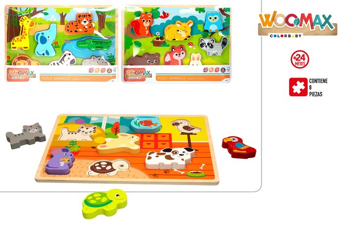 PUZZLE MADERA INSECTOS/MASCOTAS/ANIMALES WOOMAX 3 SURTIDO | COLORBABY WOOMAX | 1 UNIDAD | 8412842496798 Imagen principal del producto