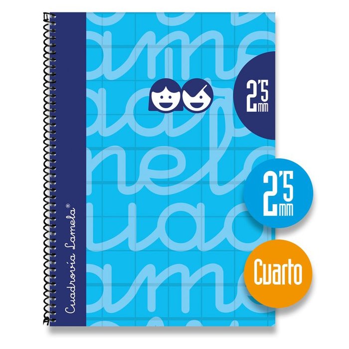 Cuaderno espiral 4º 80H 70 g 2,5 mm Azul Cuadrovía Extra Dura Lamela