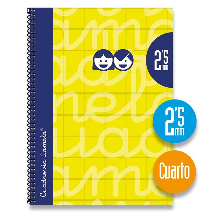 Cuaderno espiral 4º 80h 70g 2,5mm amarillo cuadrovia extradura Imagen principal del producto