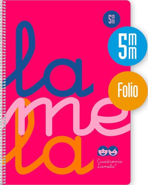 ✅ BLOC LAMELA 5MM ESPIRAL MUELLE FOLIO 80H 90GR CUADROVIA PLASTIC ROSA