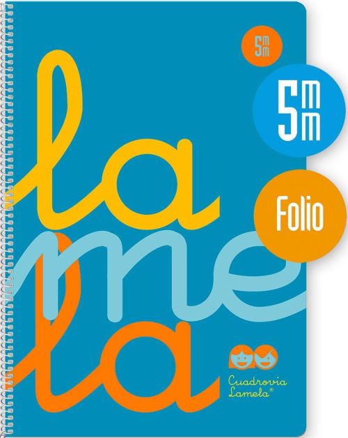 ✅ BLOC LAMELA 5MM ESPIRAL MUELLE FOLIO 80H 90GR CUADROVIA PLASTIC AZUL Imagen principal del producto