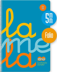 ✅ BLOC LAMELA 5MM ESPIRAL MUELLE FOLIO 80H 90GR CUADROVIA PLASTIC AZUL