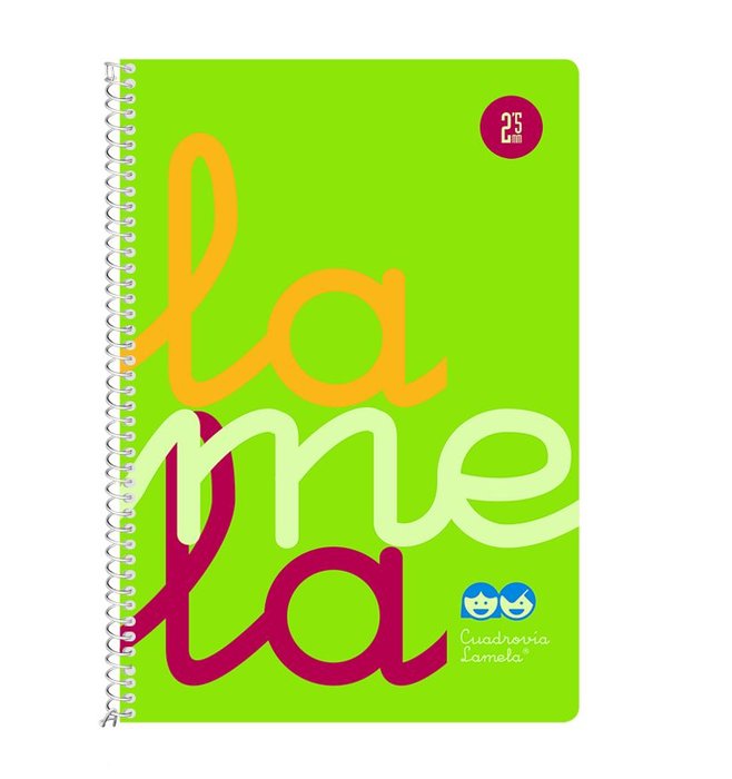 Cuaderno espiral 4º 80 hojas 90g 2,5mm verde cuadrovia polipropileno flúor Imagen principal del producto