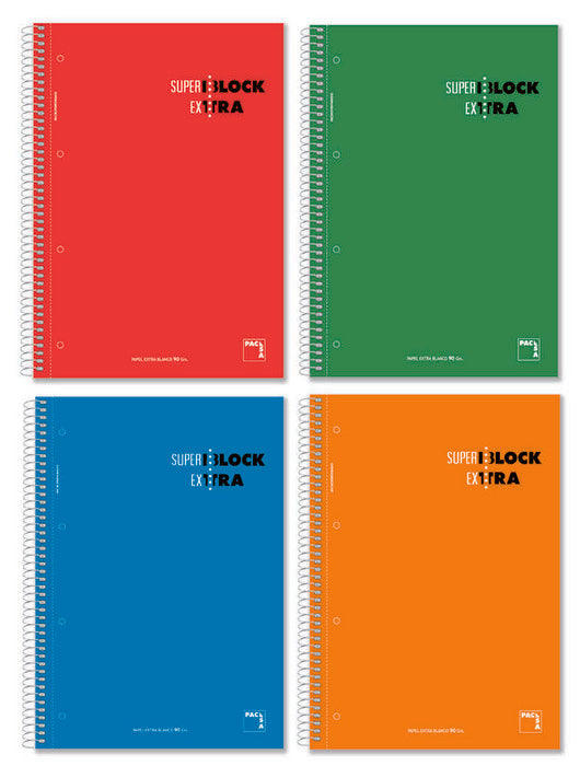 Bloc Espiral Estándar Liso 120H 90g | Pacsa | Cartón | Formato Estándar | Pack 4 Unidades Imagen principal del producto