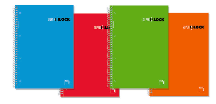 Bloc Espiral Estándar Liso 160H 90g | Pacsa | Cartón | Formato Estándar | Pack 4 Unidades Imagen principal del producto