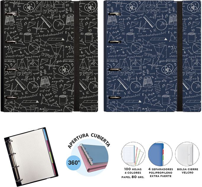 C/4 carpebloc ringbook foam a4 4 anillas 35mm con recambio maths colores surtidos