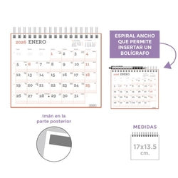 Calendario 2026 Magnético Senfort 17x13,5 cm