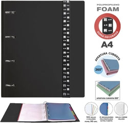 Carpeta A4 con Anillas SENFORT Foam Negro para Oficina y Estudio