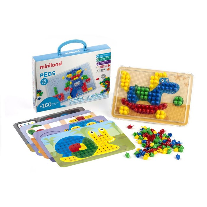 JUEGO PEGS 15 MM 160 PIEZAS PRIMARY | MINILAND | 1 UNIDAD | 8413082318055 Imagen principal del producto