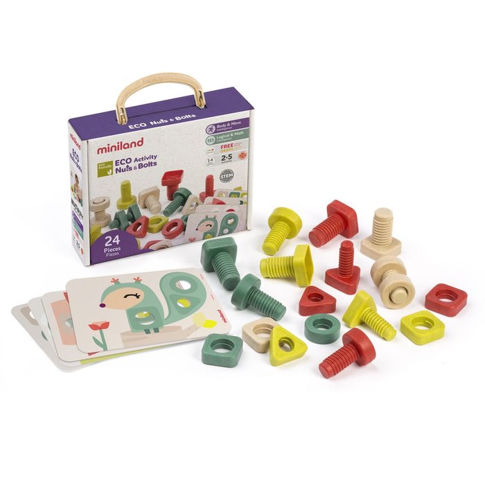 JUEGO ENROSCAR ACTIVIDADES NUTS & BOLTS ECOLOGICO | MINILAND | 1 UNIDAD | 8413082322557 Imagen principal del producto