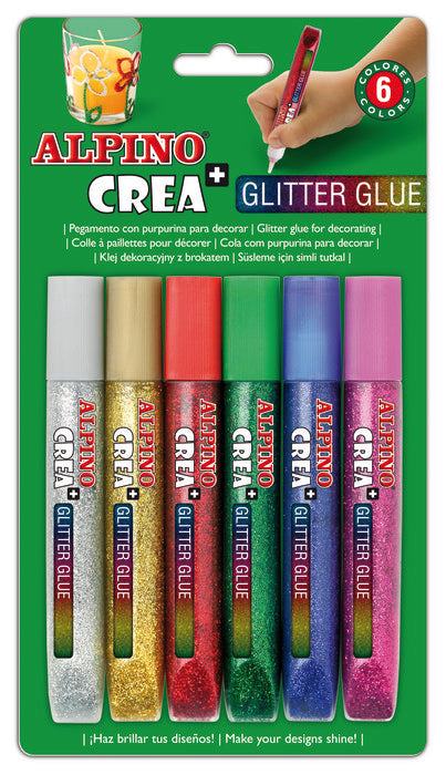 Pegamento purpurina Alpino glitter 6 colores surtidos en pack Imagen principal del producto
