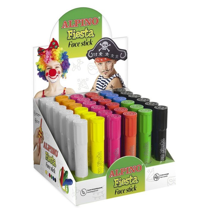 EXPOSITOR 36 MAQUILLAJE ALPINO FIESTA FACE STICK | 36 UNIDADES | (ALPINO) Imagen principal del producto