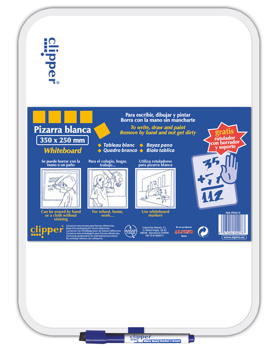 Pizarra Grande Color Blanco Clipper 35 x 25 cm blister