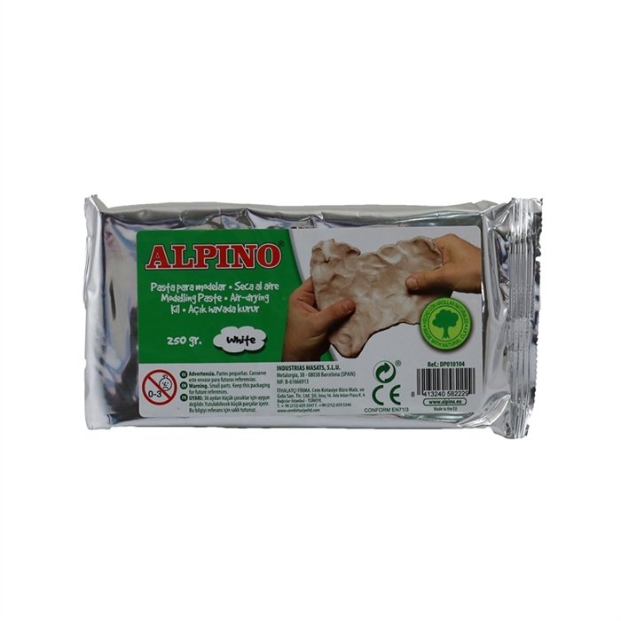 Pasta Modelar Alpino 250 gr Blanca, pack 24 unidades