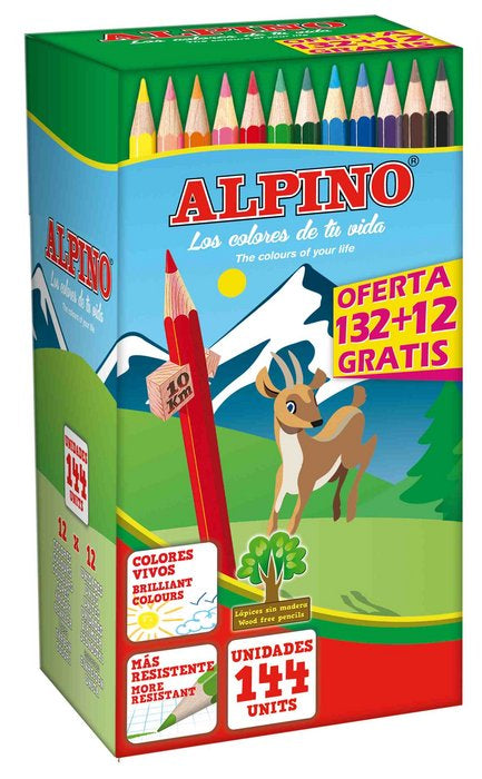 LAPIZ ALPINO ECONOMY PACK 132 + 12 GRATIS COLORES SURTIDOS | 1 UNIDADES | (ALPINO) Imagen principal del producto