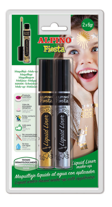 MAQUILLAJE LIQUIDA LINER ORO & PLATA 6 GR BLISTER 2 UNIDADE | 1 UNIDADES | (ALPINO) Imagen principal del producto