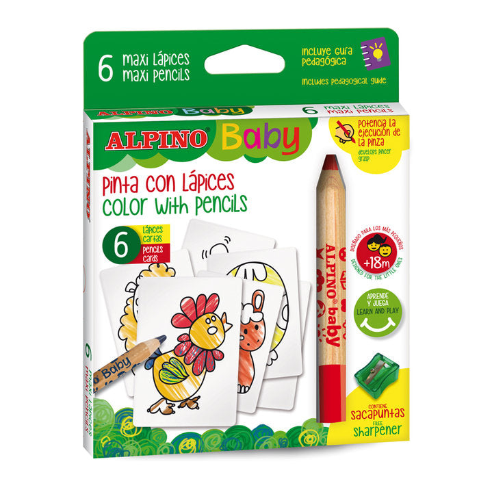LAPIZ ALPINO BABY LA GRANJA 6 COLORES SURTIDOS | 1 UNIDADES | (ALPINO) Imagen principal del producto