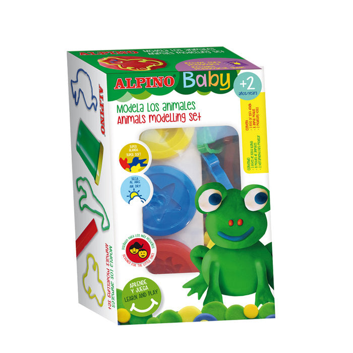 PASTA MODELAR ALPINO BABY DOUGH ANIMALES 85GR 3 COLORES SUR | 1 UNIDADES | (ALPINO)