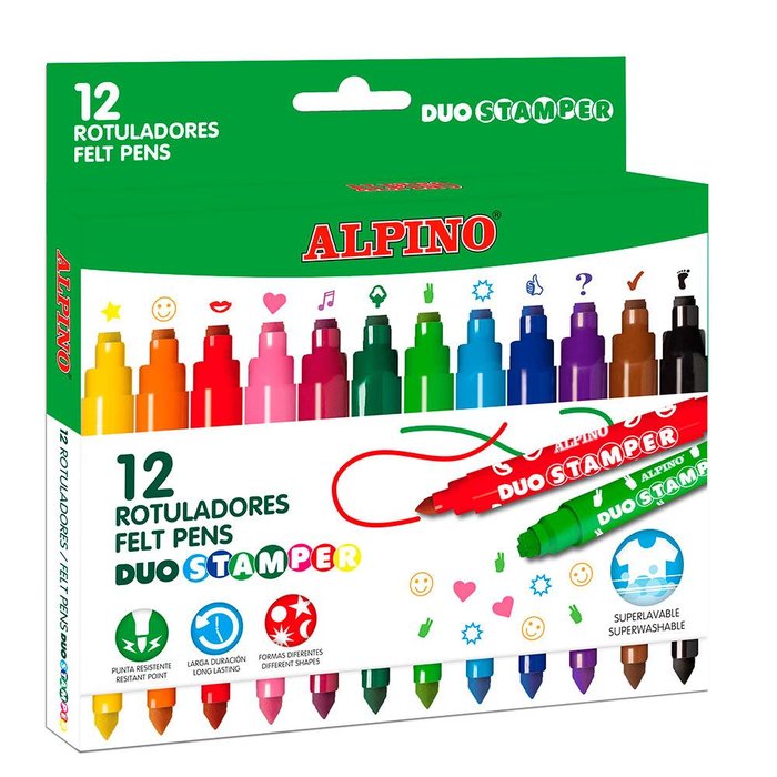 Rotulador Alpino Duo Stamper 12 Colores Surtidos | Alpino | Pack 1 Unidades Imagen principal del producto