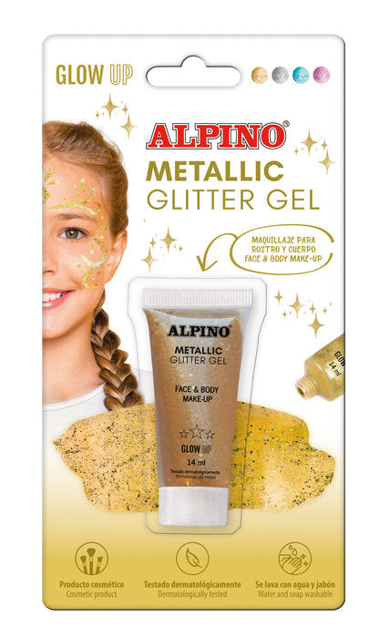 BLISTER MAQUILLAJE ALPINO GLITTER GEL METALICO ORO | 1 UNIDADES | (ALPINO) Imagen principal del producto