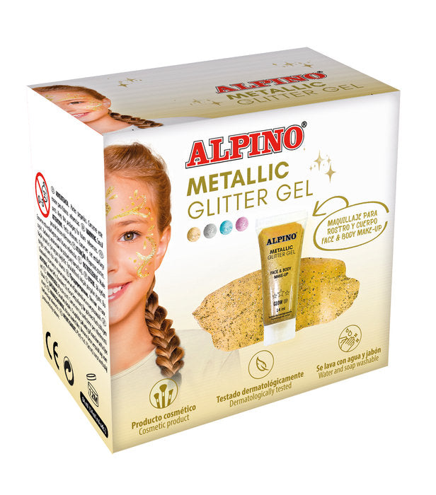 MAQUILLAJE ALPINO GLITTER GEL METALICO ORO | 6 UNIDADES | (ALPINO) Imagen principal del producto