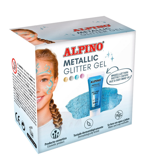 MAQUILLAJE ALPINO GLITTER GEL METALICO AZUL | 6 UNIDADES | (ALPINO)