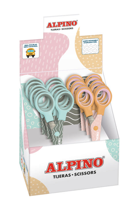 EXPOSITOR 12 TIJERAS ALPINO COLORES PASTEL | 12 UNIDADES | (ALPINO) Imagen principal del producto