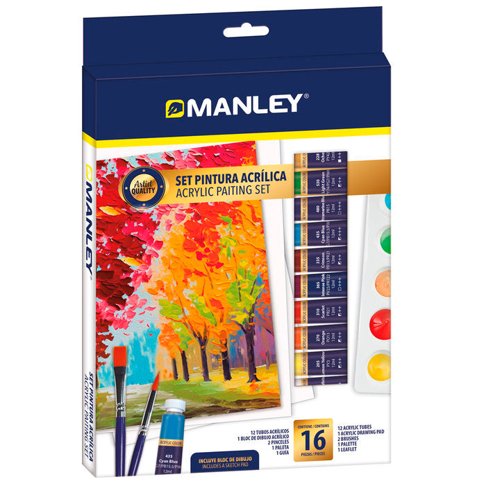 SET CREATIVO MANLEY ACRILICO 16 PIEZAS | 1 UNIDADES | (MANLEY PRODUCTOS, S,A,)