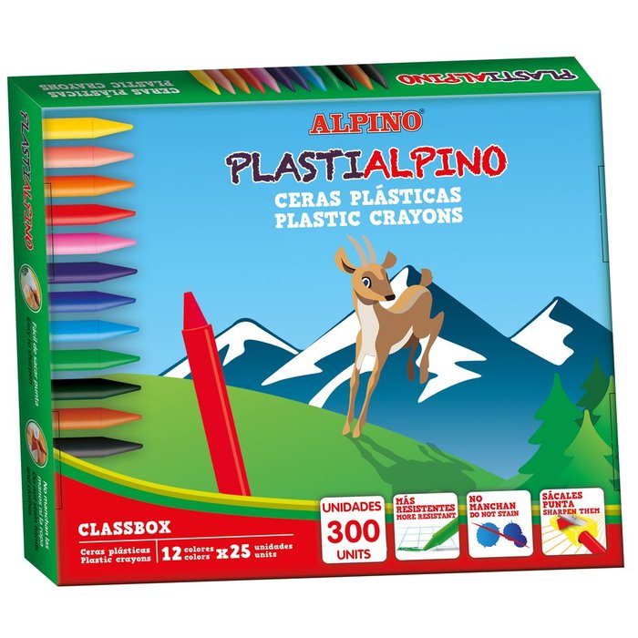 CERA PLASTIALPINO ECONOMY PACK 300 UNID 25 UNID, X 12 COLOR | 1 UNIDADES | (ALPINO) Imagen principal del producto