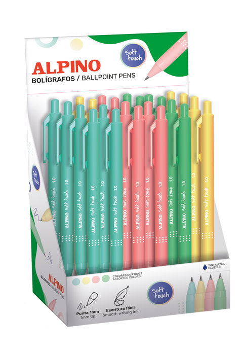 EXPOSITOR 24 BOLIGRAFOS ALPINO SOFT TOUCH PASTEL SURTIDOS | 24 UNIDADES | (ALPINO) Imagen principal del producto