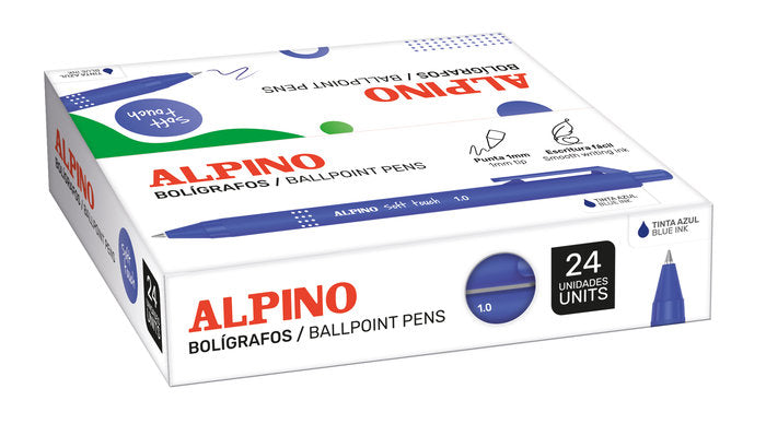 CAJA 24 BOLIGRAFOS ALPINO SOFT TOUCH UNICOLOR AZUL | 24 UNIDADES | (ALPINO) Imagen principal del producto