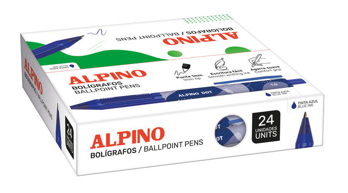 CAJA 24 BOLIGRAFOS ALPINO DOT 1MM UNICOLOR AZUL | 24 UNIDADES | (ALPINO) Imagen principal del producto