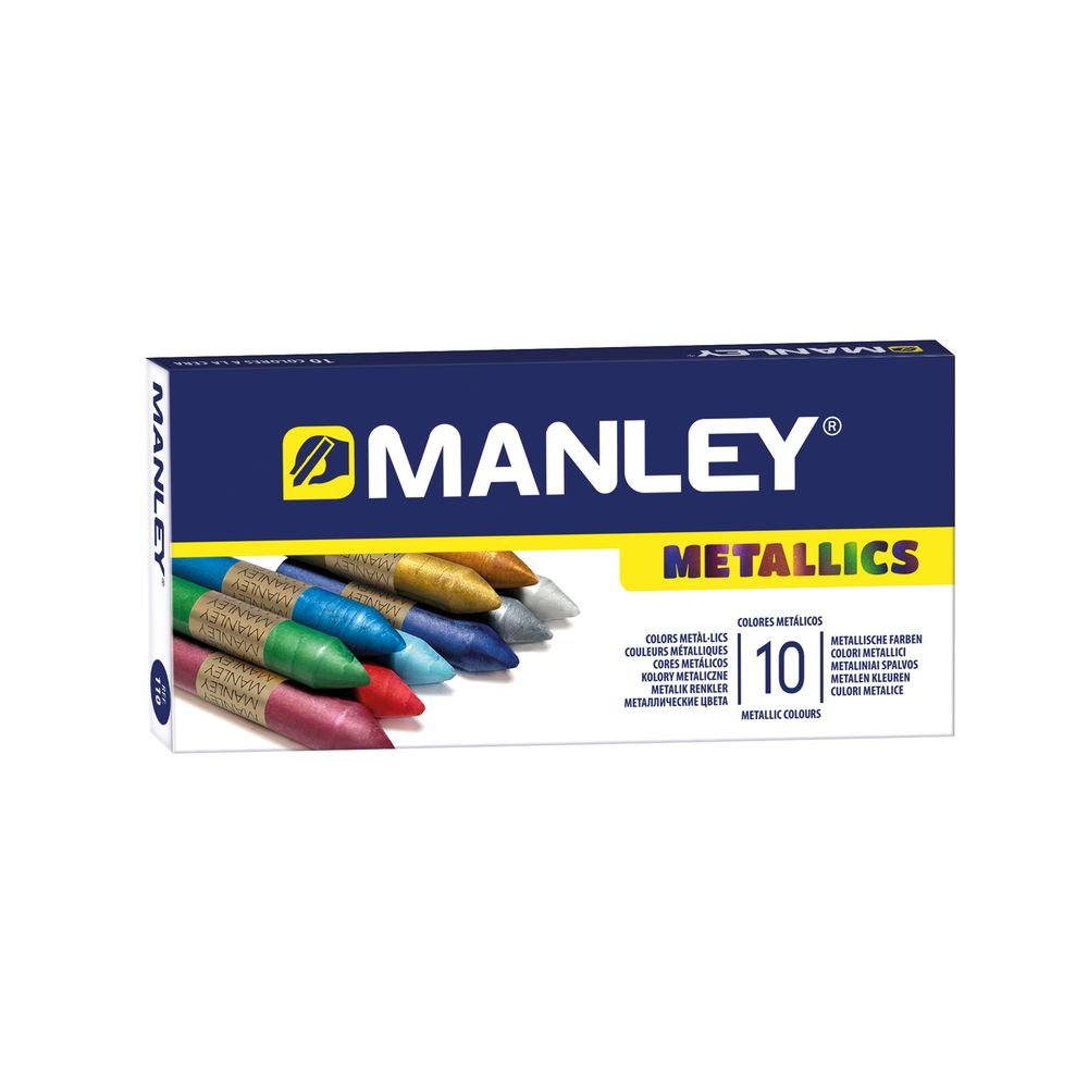 Estuche 10 ceras Manley blandas colores metalizados Marca Manley Imagen principal del producto