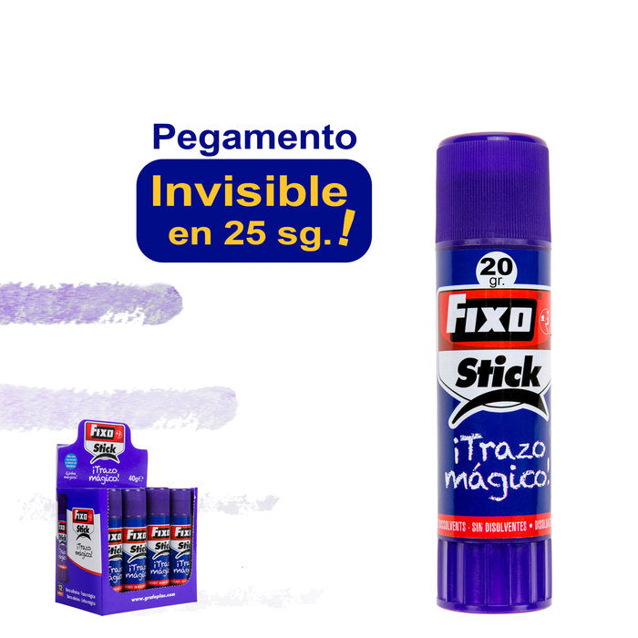 PEGAMENTO BARRA 20GR FIXO STICK MAGICO MORADO | 24 UNIDADES | (GRAFOPLAS) Imagen principal del producto