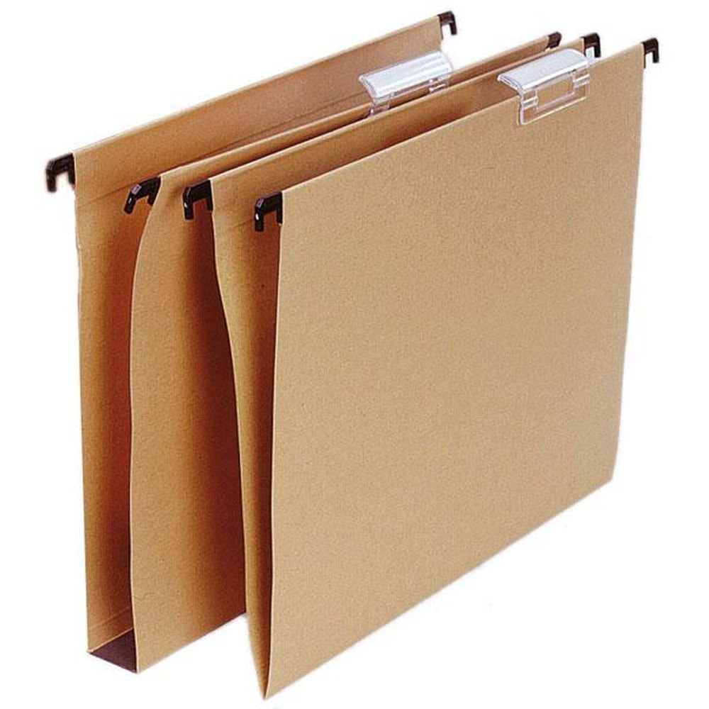 CARPETA COLGANTE VISOR SUPERIOR CORTO FOLIO LOMO V KRAFT | 50 UNIDADES | (GRAFOPLAS)