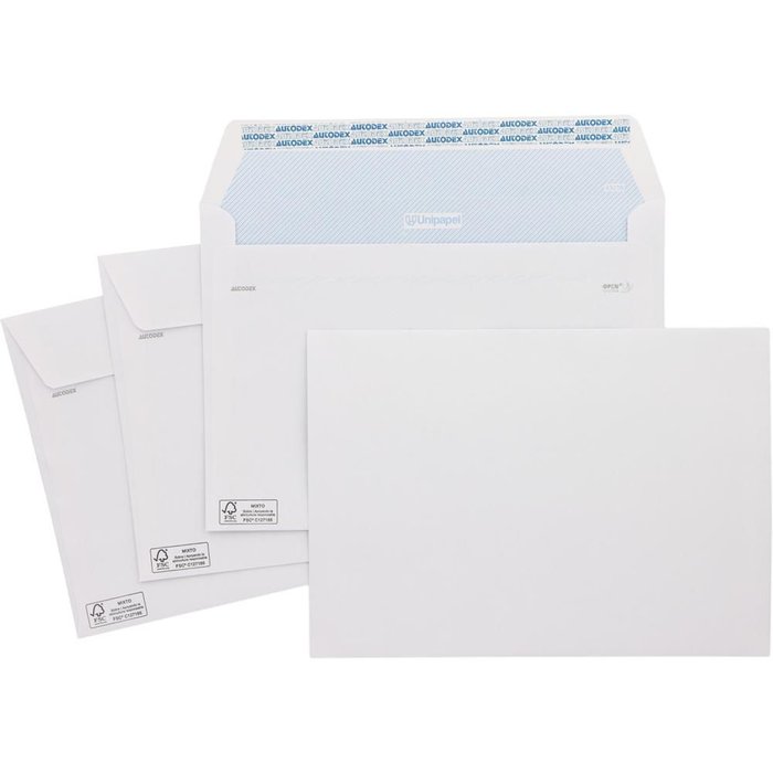 250 SOBRE BLANCO 176X231 90G TIRA SILICONA SOLAPA RECTA | 1 UNIDADES | (UNIPAPEL) Imagen principal del producto