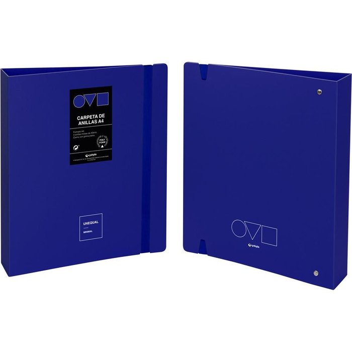 Carpeta 4 Anillas 40 mm A4 Unequal Minimal Azul Polyfoam GRAFOPLAS DISEÑO