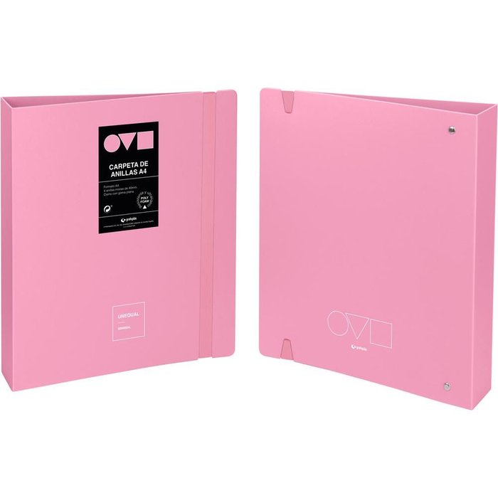 Carpeta 4 Anillas 40 mm A4 Unequal Minimal Rosa Polyfoam GRAFOPLAS DISEÑO