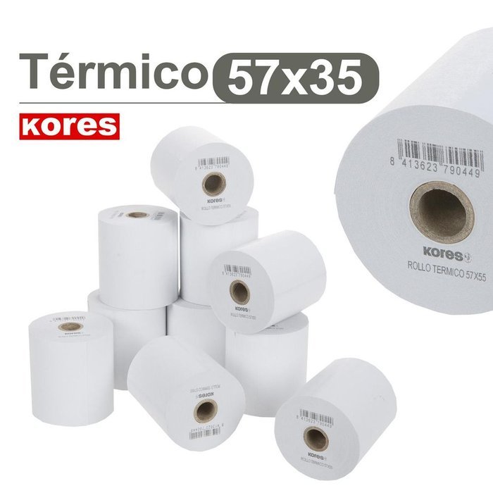 Rollo Térmico 57x35x12 mm sin Bisfenol KORES 12,5 m