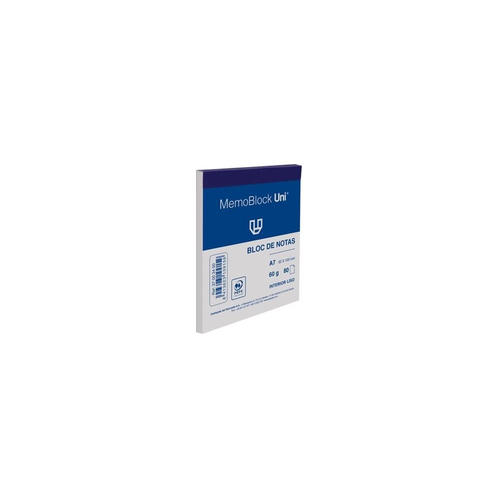 Bloc Notas A7 80 Hojas 60 g Liso Memoblock Unipapel