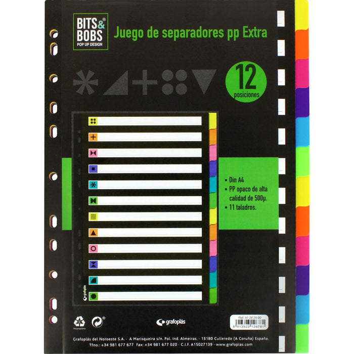 Juego Separadores A4 12 Posiciones Bits&bobs Fluor GRAFOPLAS DISEÑO Imagen principal del producto