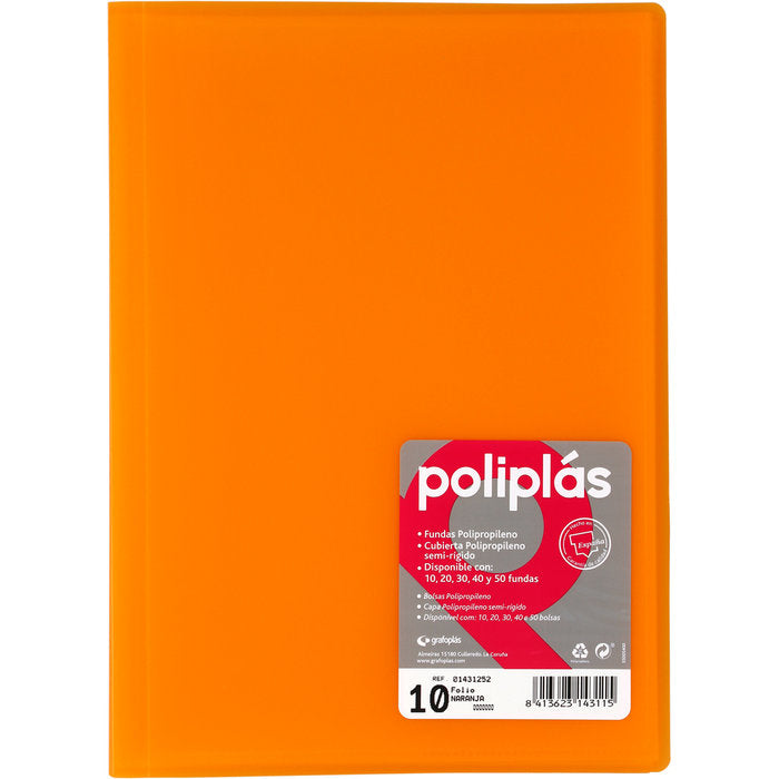 Carpeta Fº 10 Fundas Soldadas Translucidas Naranja GRAFOPLAS Imagen principal del producto
